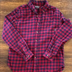 Eddie Bauer Men's Red and Blue Checkered Shirt